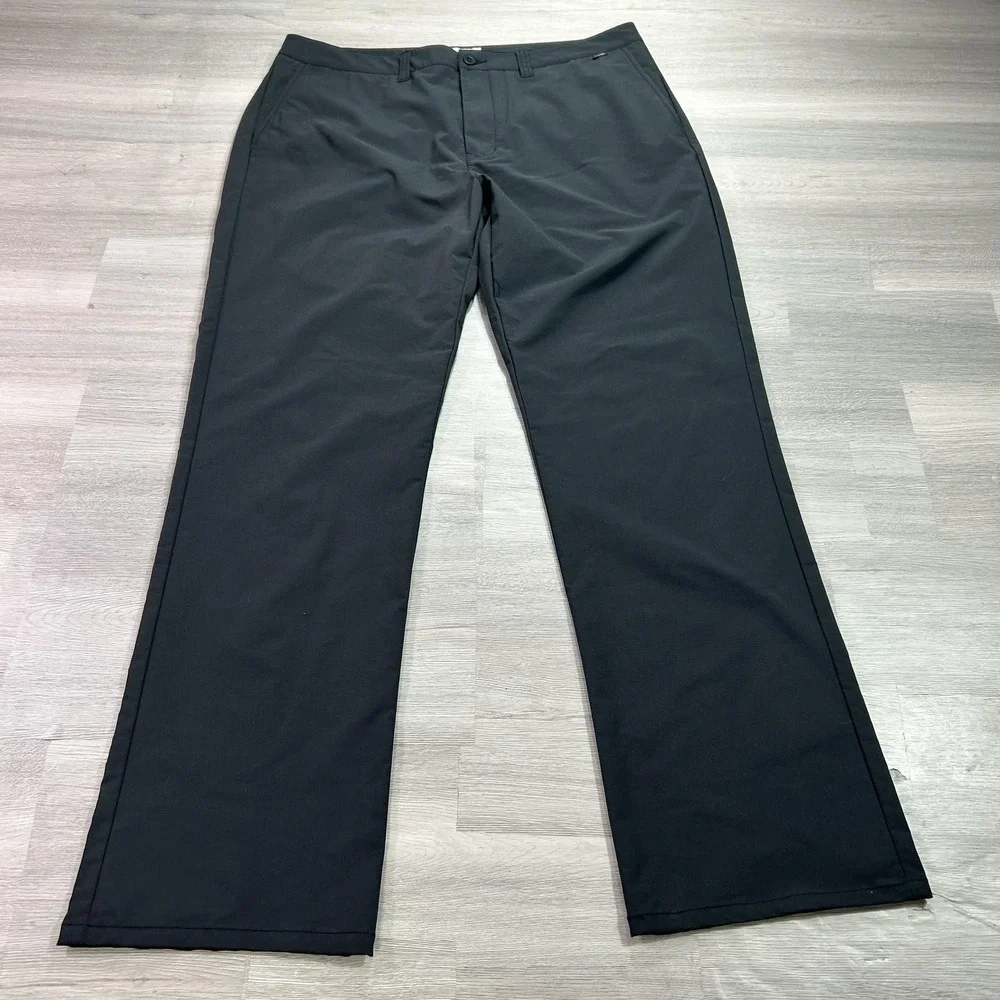 Travis Mathew Pants Mens 38x31 Black Microfiber Regular Fit Chino Golf Casual